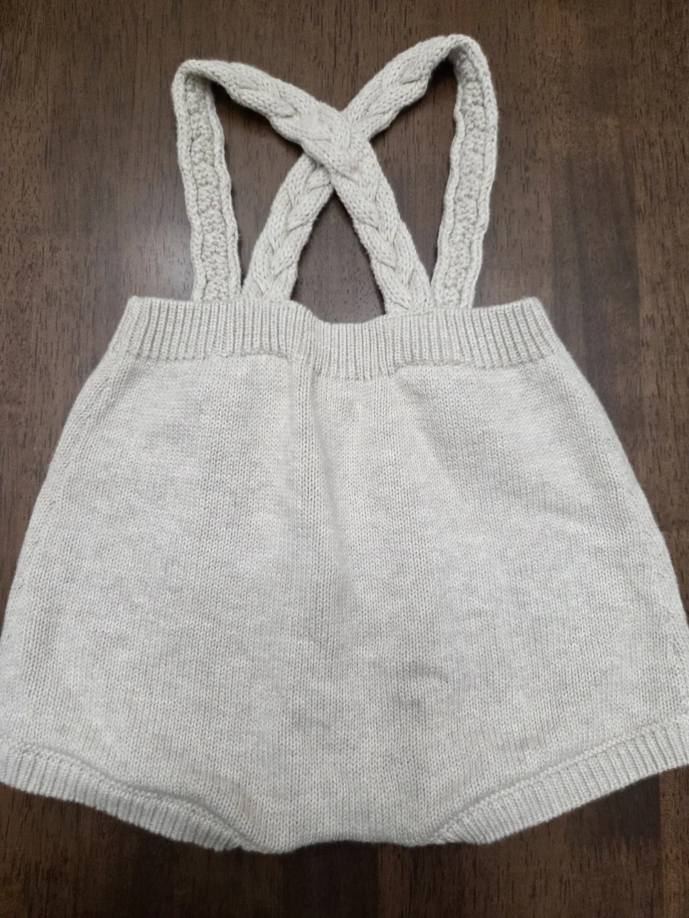 Cat & Jack Cream Knit Braided Strap Romper